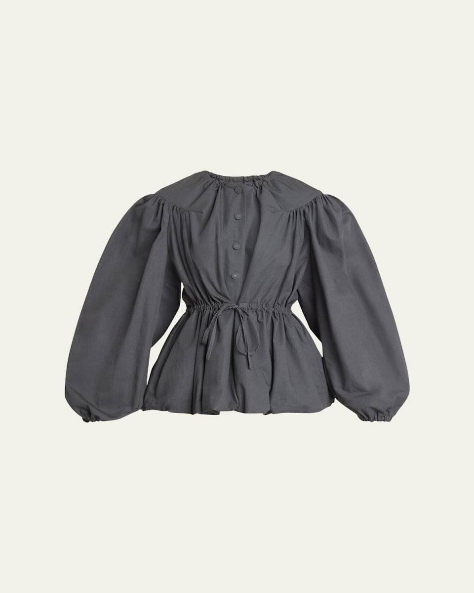 Vanter Pleated Bubble Hem Drawstring Jacket